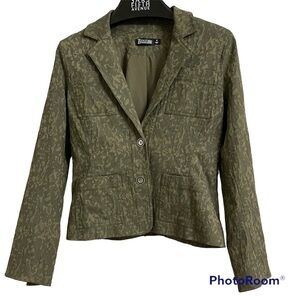 Olive floral/camo print 7th Ave Design New York & Company blazer jacket Size M